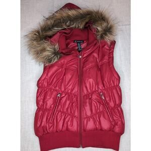 INC International Concepts Womens Large Sherpa Faux-Fur Removable Hood Vest